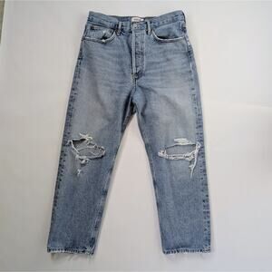 Agolde 90s Jeans 28 Medium Blue Distressed Holes Organic Cotton Vintage Wash